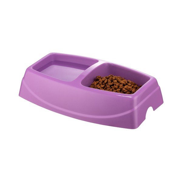 Vijolična dvojna posoda za pse Petpetite, 23,5 x 15,5 cm