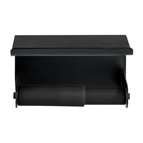 Črno stensko držalo za toaletni papir s poličko Classic Plus-image-2