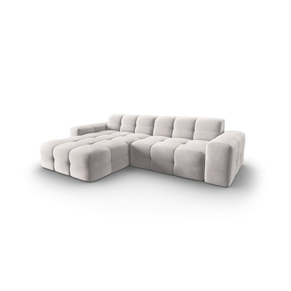 Svetlo siva žametna kotna zofa (levi kot) Kendal - Micadoni Home-image-3