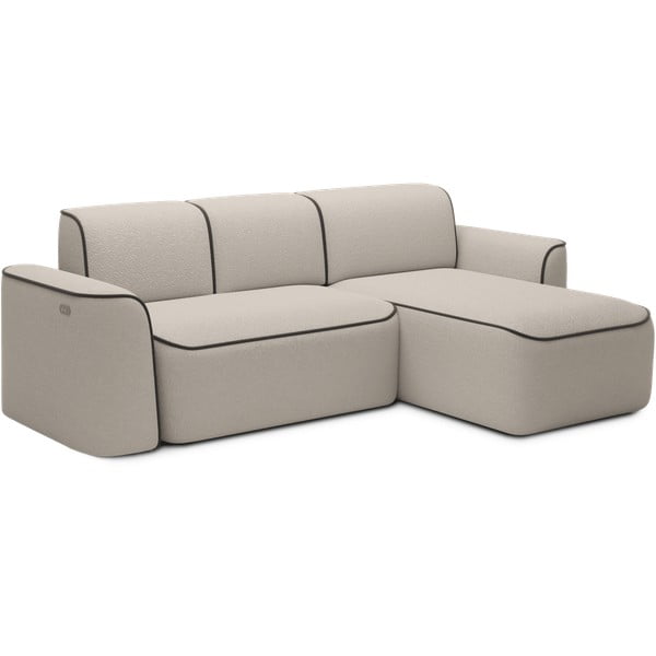 Bež kotna sedežna garnitura iz tkanine bouclé (desni kot/z ležalnikom) Ume – ELTAP-image-2