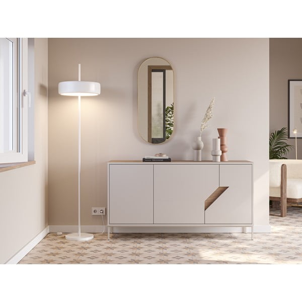 Kremno bela/naravna komoda v hrastovem dekorju 150x80x40 cm Lilou – Marckeric-image-1