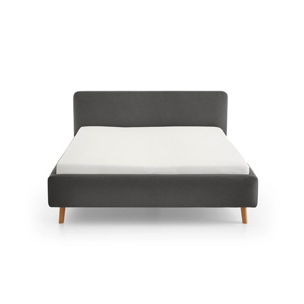 Temno siva oblazinjena postelja brez letvenega dna 120x200 cm Mattis – Meise Möbel-image-4