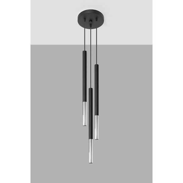 Kovinska viseča svetilka v črni in srebrni barvi ø 20 cm Asarot – Sollux-image-3