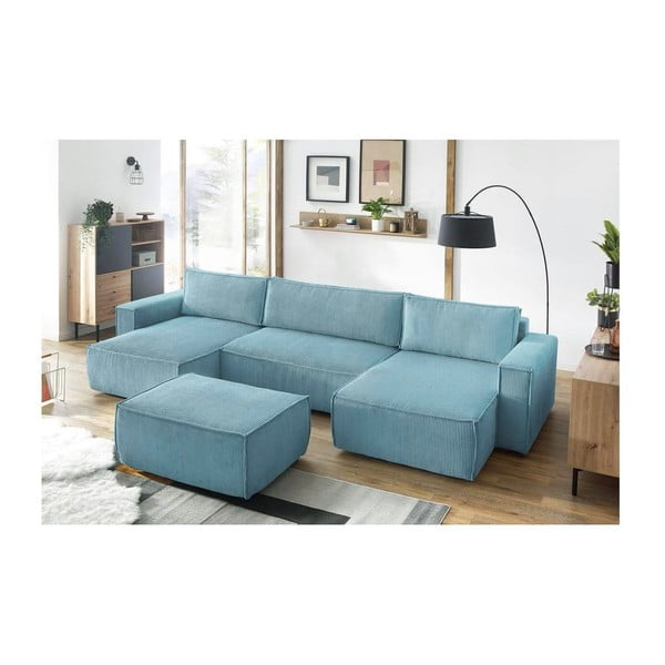 Mentolno zelen tabure iz rebrastega žameta Nihad – Bobochic Paris-image-1