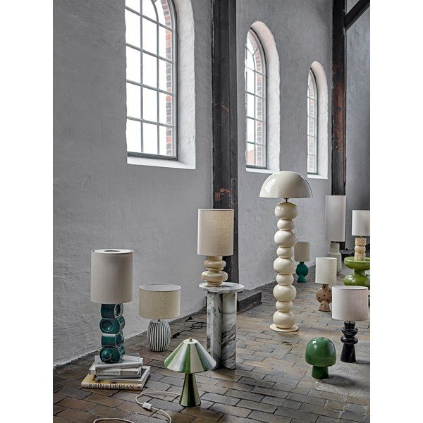 Zelena/kremno bela keramična namizna svetilka s tekstilnim senčilom (višina 68 cm) Brady – Bloomingville-image-3