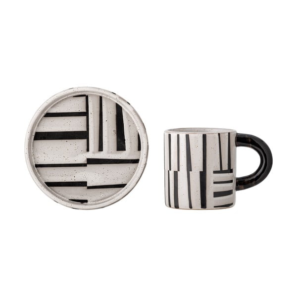 Črno-bela lončena skodelica 300 ml Frankie – Bloomingville-image-3