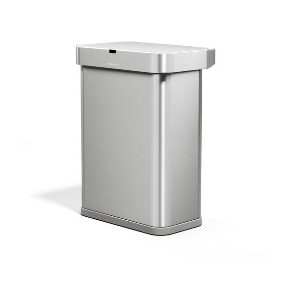 Brezstični jeklen koš za smeti v srebrni barvi 58 l Sensor – simplehuman