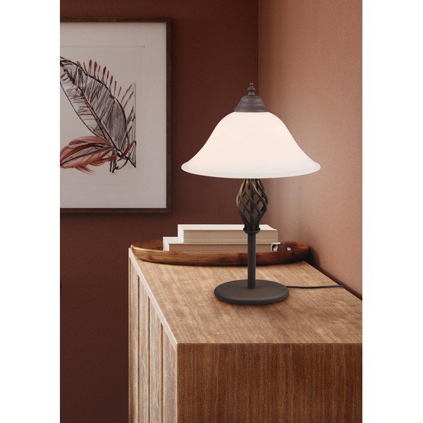 Temno rjava namizna svetilka s steklenim senčilom (višina 50 cm) Rustica – Trio-image-1