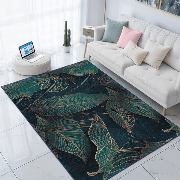 Modrozelen pralen tekač 80x200 cm Midnight Jungle – Mila Home-image-3