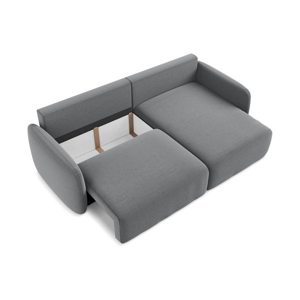 Siva žametna raztegljiva/s prostorom za shranjevanje kotna sedežna garnitura (desni kot/z ležalnikom) Kalena – Makamii-image-4