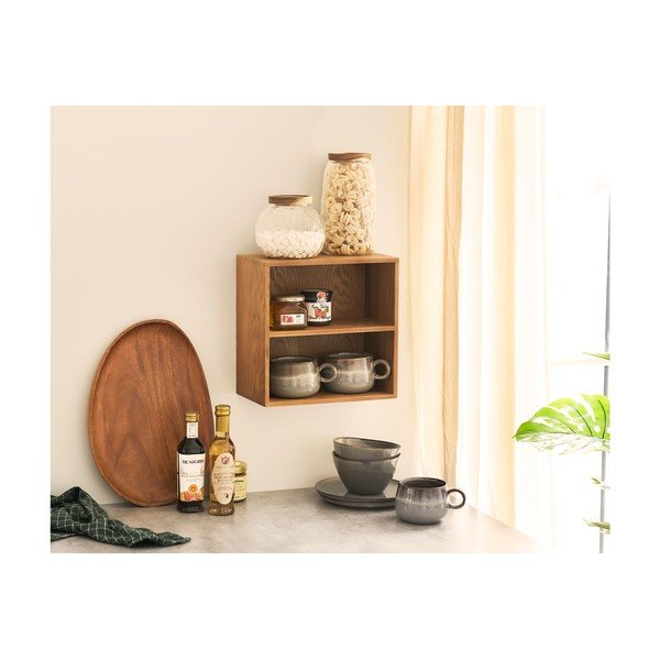 Večnivojska polica iz masivnega hrasta v naravni barvi 18 cm Townsville – House Nordic-image-2