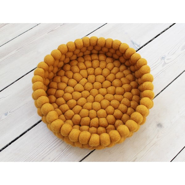 Gorčično rumena košara za shranjevanje iz volnenih kroglic Wooldot Ball Basket, ⌀ 28 cm