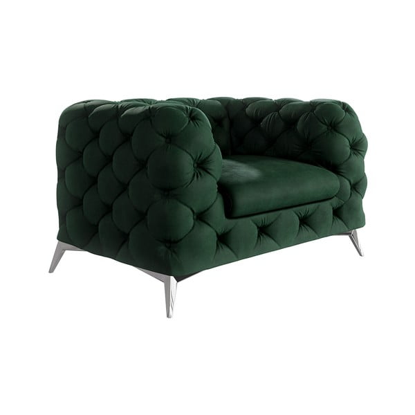 Temno zelen žameten fotelj Chelsea – Ropez