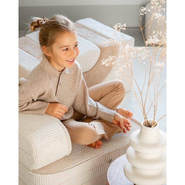 Kremno bel otroški fotelj iz rebrastega žameta Flip – Wigiwama-image-4
