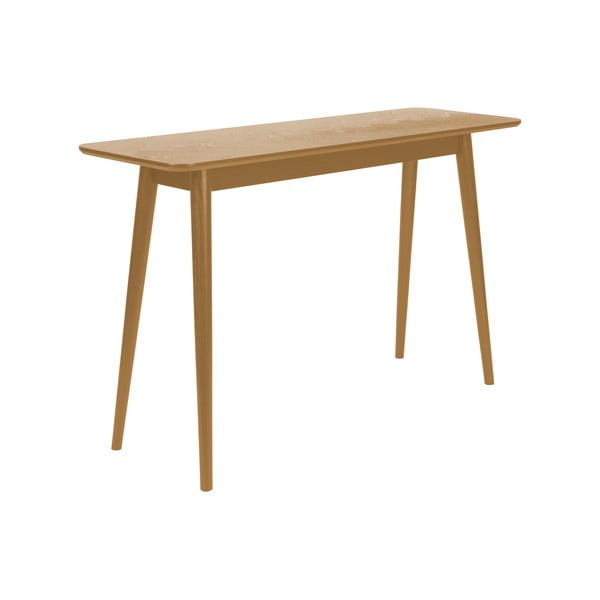 Stranska mizica z mizno ploščo v hrastovem dekorju v naravni barvi 40x120 cm Fabio – White Label-image-2