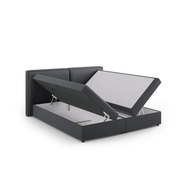Temno siva boxspring postelja s prostorom za shranjevanje 180x200 cm Arendal – Cosmopolitan Design-image-3