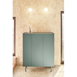 Zelena visoka komoda v hrastovem dekorju 95x120 cm Arista – Teulat