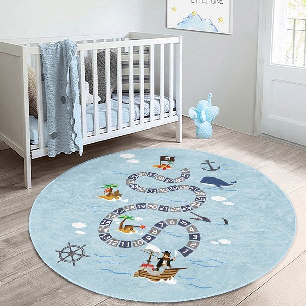 Svetlo modra otroška preproga ø 100 cm Comfort – Mila Home-image-3