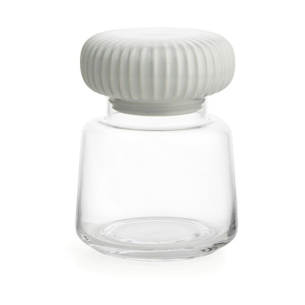 Stekleni kozarec s pokrovom iz bele keramike Kähler Design Hammershoi, višina 14 cm