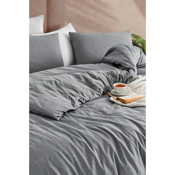 Antracitno siva enojna posteljnina 140x200 cm Yarn Dyed – Mijolnir-image-1