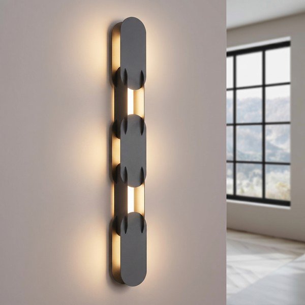 Črna kovinska LED stenska svetilka CHAIN – Thoro-image-1