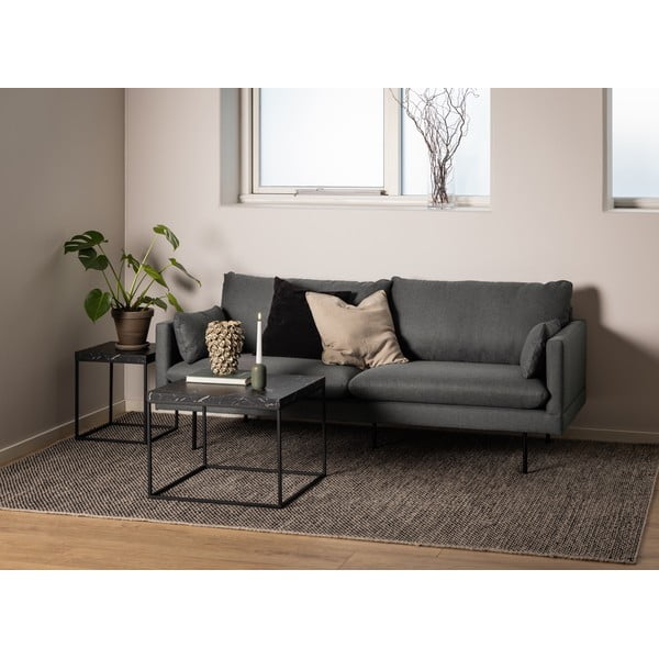 Črna mizica z mizno ploščo v marmornem dekorju 60x60 cm Barossa – Actona-image-1