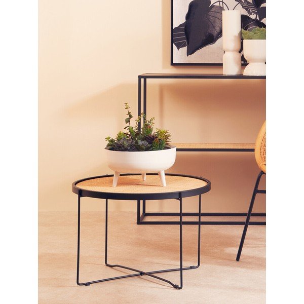 Okrogla klubska mizica iz ratana v naravni barvi ø 60 cm Depok – Premier Housewares-image-2