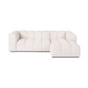 Kremno bela žametna kotna sedežna garnitura (desni kot z ležalnikom) Cube – Bonami Selection