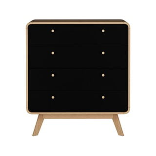 Črna/naravna visoka komoda v hrastovem dekorju 80x88 cm Cassie – Støraa
