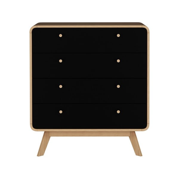 Črna/naravna visoka komoda v hrastovem dekorju 80x88 cm Cassie – Støraa