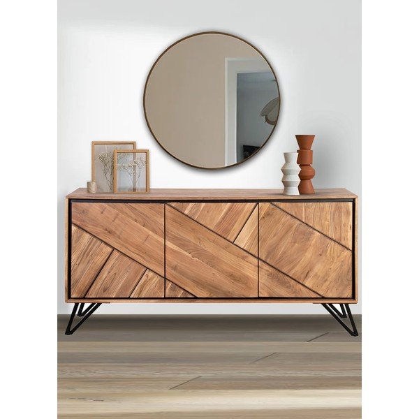 Komoda iz masivne akacije v naravni barvi 150x76x40 cm Ambala – Interia Home & Living-image-1