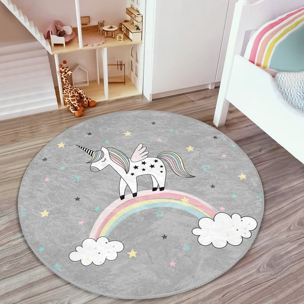 Siva otroška preproga ø 80 cm Comfort – Mila Home-image-2