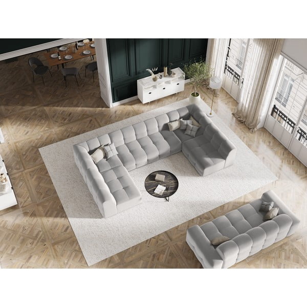 Svetlo siv žametni kavč 222 cm Kendal - Micadoni Home-image-1