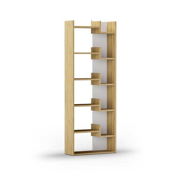 Bel/naraven regal v hrastovem dekorju 60,5x162 cm Klapo – Marckeric-image-3