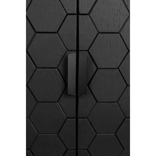 Črna nizka komoda iz masivnega bora 140x58 cm Linc – White Label-image-2