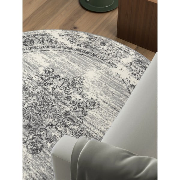 Siva/kremno bela okrogla preproga ø 160 cm Gloria Lydia – Hanse Home-image-1