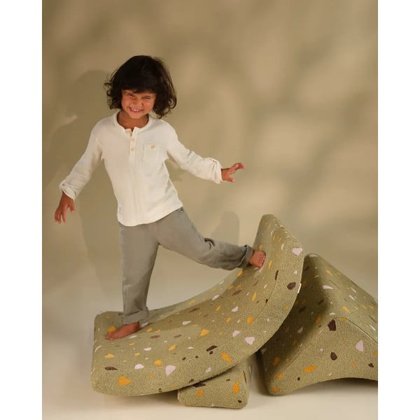 Zelen otroški fotelj iz tkanine bouclé in šenilje Terrazzo Moon – Wigiwama-image-1