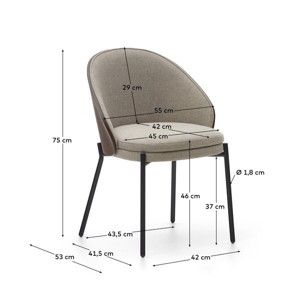 Bež oblazinjen jedilni stol Eamy – Kave Home-image-4