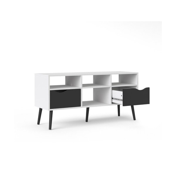 Črno-bela TV omarica Tvilum Oslo, 117 x 57 cm-image-2