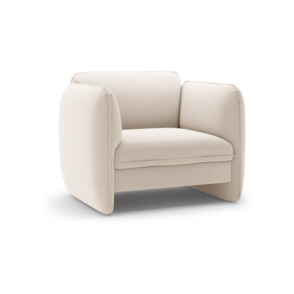 Kremno bel žameten fotelj Georgia – Micadoni 