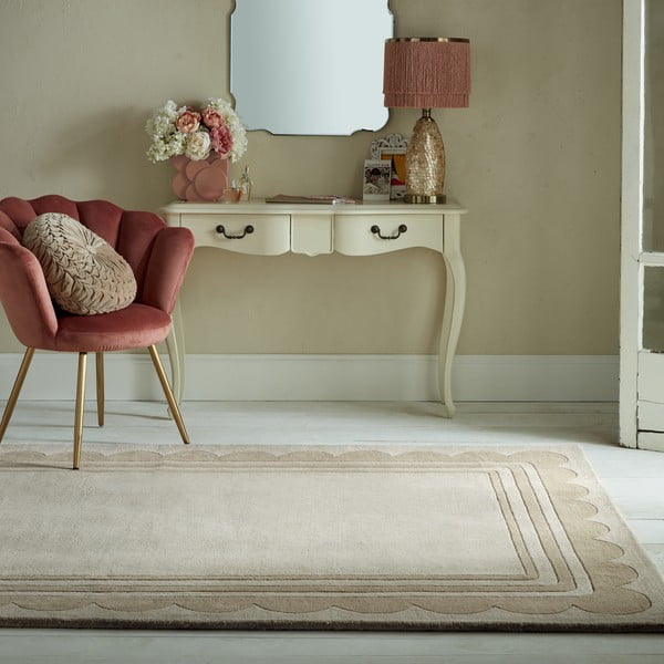 Ročno tkana volnena preproga v naravni barvi 160x230 cm Lois Scallop – Flair Rugs-image-1