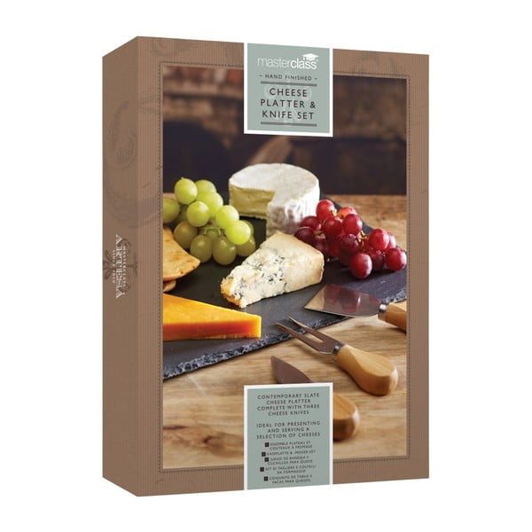 Komplet noža za sir in deske za rezanje iz skrilavca Kitchen Craft , 35 x 25 cm-image-2
