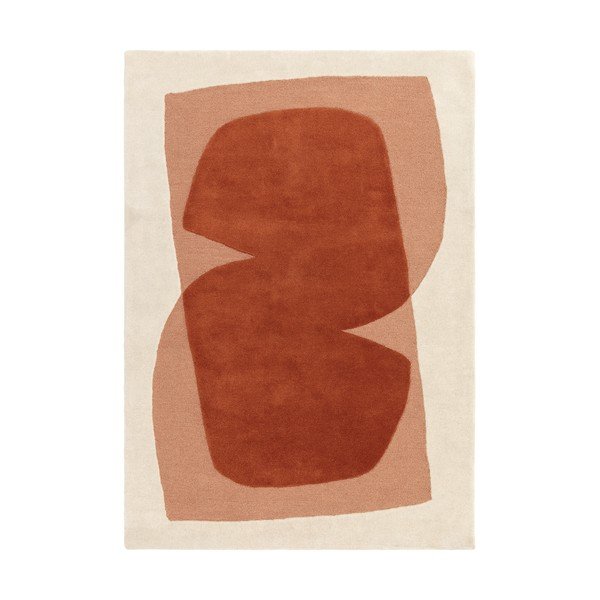 Oranžna/bež ročno tkana volnena preproga 120x170 cm Kinney – MADE
