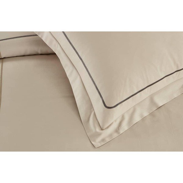 Bež enojna posteljnina iz renforce bombaža z rjuho 6-delna 140x200 cm Calm of Lines – Mila Home Luxury-image-2