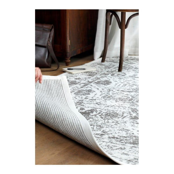 Bela obojestranska preproga z vzorci Narma Palmse, 160 x 230 cm-image-2