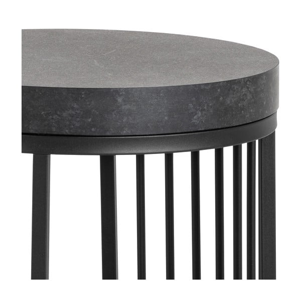 Črna nočna omarica z mizno ploščo v marmornem dekorju Strington – Actona-image-4