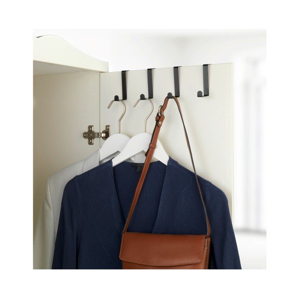 Komplet 4 črnih obešalnikov za vrata Wenko-image-1