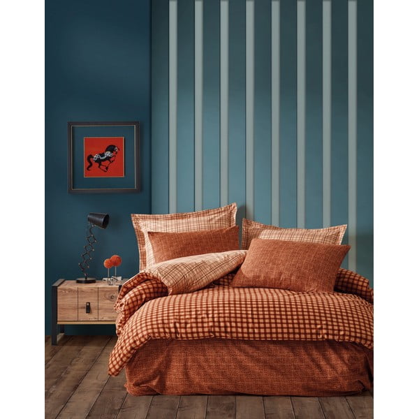 Oranžna posteljnina iz bombaža ranforce Mijolnir Rane, 160 x 220 cm