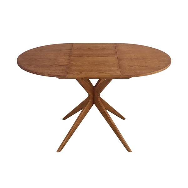 Okrogla raztegljiva jedilna miza z dodatno ploščo v hrastovem dekorju ø 90 cm Jubi – Ragaba-image-3