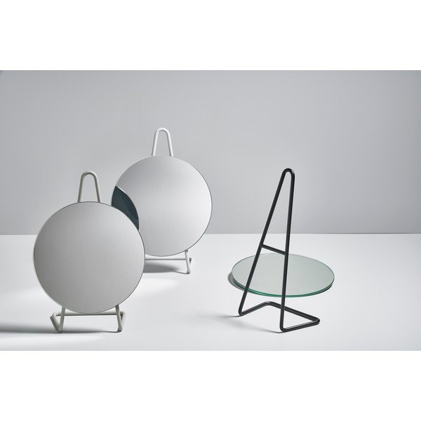 Zone A-Mirror Namizno kozmetično ogledalo iz mehkega sivega jekla, ø 31 cm-image-4